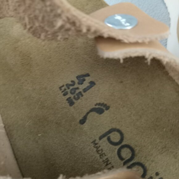 PAPILLIO by BIRKENSTOCK Beige LEATHER Ankle Strap ARIZONA PLATFORM SANDALS eu 41 - Picture 11 of 16